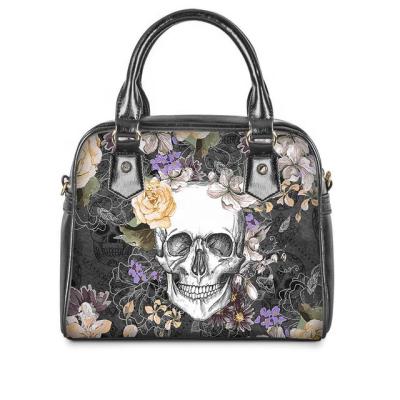 China Normcore/New Minimalist Stylish Soft Women's Handbags Sugar Rose Flower Skull Print Sublimation Branded Handbags For Ladies Leather Handbags for sale