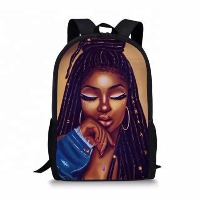 China Raincoat Kids Backpack Girls On Demand Bookbags Black Afro American Women Art Print School Bags Kids for sale