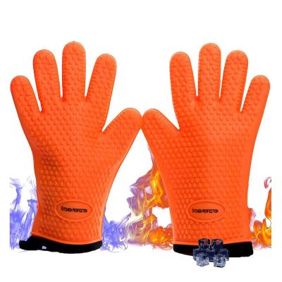 China Heat Temperature Resistant Extreme Heat Resistant Washable Gloves For Smoker Oven Silicone BBQ Safe Cooking Frying Gloves for sale