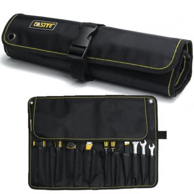 China Collapsible Collapsible Multi Pockets Organizer Tool Roll Up Hanging Pouch Rolling Power Tool Bag for sale