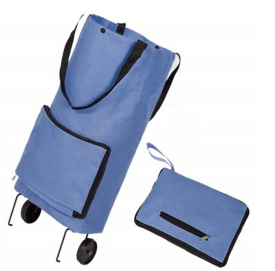 China High Quality Durable Reusable Folding Shopping Bag With Wheels Rolled Trolley Foldable Shopping Bag To Market for sale