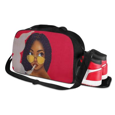 China Art Afro Black Girl Print Durable Custom Travel Luggage Bag Overnight Toiletry Weekend Duffel Organizer Bags for sale