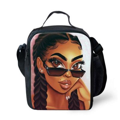 China Art African Printed Office School Shoulder Insulated Lunch Bags For Women Girls Wholesale Insulated Waterproof Food Cooler Beach Bag for sale