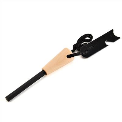 China Outdoor Solid Wood + Magnesium Bar Lutong Equipment Fire Starter Flintstone Pick Up Firebar Flint Fire Sticks for sale