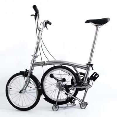 China Popular 16inch Titanium Alloy Titanium 5 Speed ​​City Foldable Bike With Stand for sale