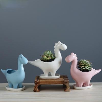 China China Ceramic Dinosaur Garden Flower Pot Succulent Cartoon Home Decoration Personalized Decorations Crafts Potted for sale