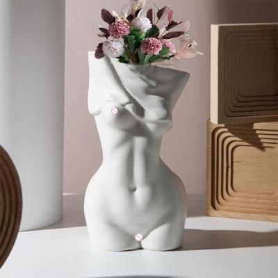 China Nordic modern Europe female body shape porcelain ceramic flower vase for home decoration for sale