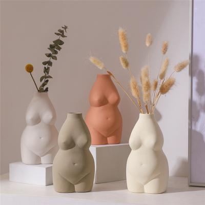 China Europe Home Decor Body Shaped Vase Flower Base Insert Desktop Ornaments Decorative Ceramic Vases for sale