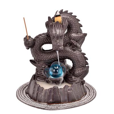 China Ceramic Dragon Handcrafted Backflow Incense Cones Dragon Incense Burner Backflow Chinese Incense Trinket Censer for sale