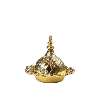 China Chinese incense wholesale custom logo morden gold metal mini lotus home base with metal holder censer for sale