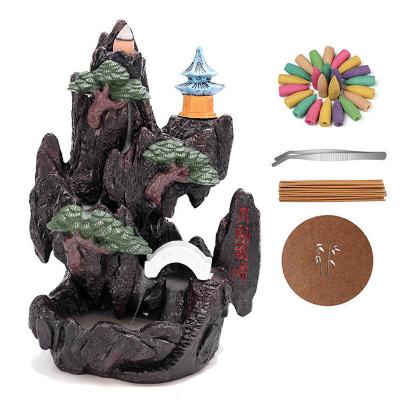 China Chinese incense 2021 wholesale high quality resin waterfall censer for indoor decoration resin incense holder for sale