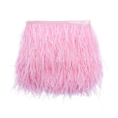 China Non-Toxic Ostrich Feathers Trims Fringe With Satin Ribbon Band For Dress Sewing Crafts Costume Decoration for sale