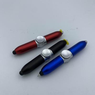 China Promotional Pen Novelty Stylus Touch Logo Promotion Spinning Pen With Light for sale