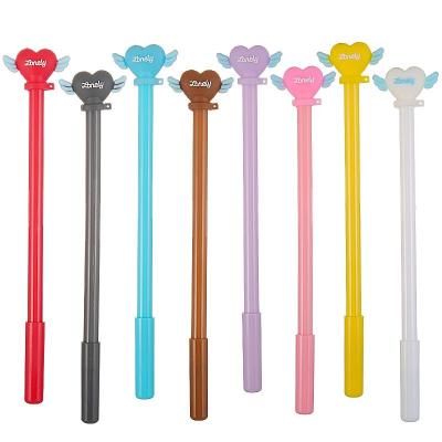 China Promotional Pen Fancy PVC Heart Shape School Office Suppliers Cartoon Gel Pen For Gift for sale