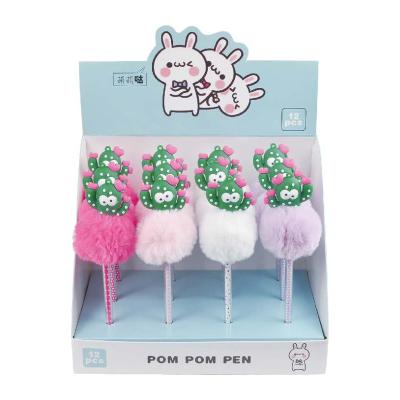 China Promotional Pen Fancy Gift POM POM Cactus Ball Pen for sale