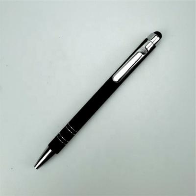 China Pen Metal Touch Promotional Stylus Soft Black Rubber Ballpoint Pen With Low MOQ for sale