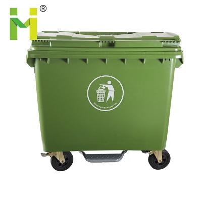 China 660L Outerdoor Viable Large Size Wheelie Bin Industrial Plastic Waste Bin With Wheels For Sale for sale