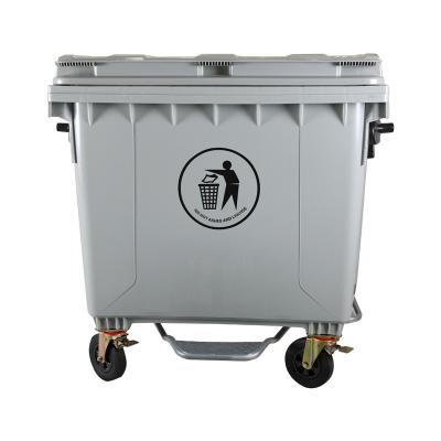 China 1100L Sustainable Plastic Mobile Waste Bin Waste Bin Waste Container for sale