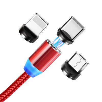 China MP3/MP4 Player 3 in 1 Magnetic Cable Carga Magnetico 360 Degree Rotate 2.4a Usb Magnetic Charging Cable For Mobile Phone for sale