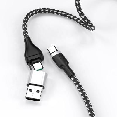 China Aluminum Alloy Braid USB Nylon Type C2 Charging And Transmitting In 1 Adapter Fast Charging Data Cable For Samsung S21 for sale