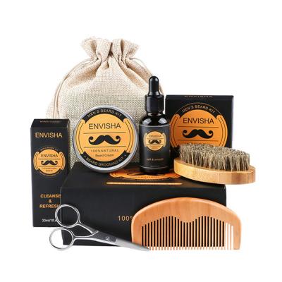 China Regenerative Men's Grooming Care Tools Beard Growth Oil Balm Comb Brush Scissors Set Beard Growth Kit for Men for sale