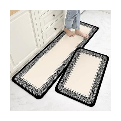 China Washable Waterproof Kitchen Floor Mats Foot Non-slip Carpet Mat Bedroom Kitchen Bathroom Absorbent Door Mat for sale