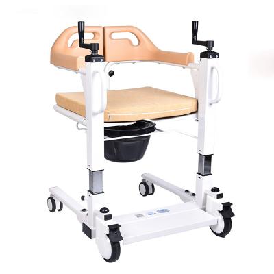 China Healthcare Rehabilitation Therapy Supplies Lift Patient Folding Transfer Chair Commode Chair With Wheels for sale