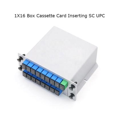 China Tipo de cassete FTTH acoplador de fibra óptica PLC Splitter Lgx ABS Box Module Tipo inserido à venda