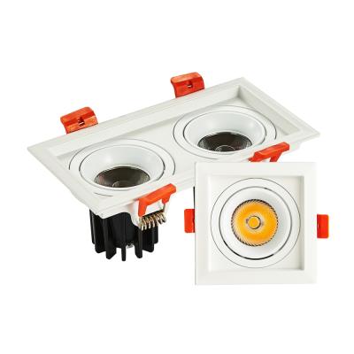 China Embeded HH9 18W Mid-light 7 W Ugr 2x2 4x4 Adjustable Cob Recessed Double Head Double Head Square Led Downlight for sale