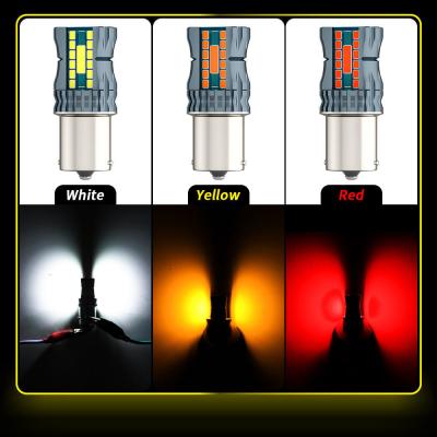 China Waterproof 12V 1156 3030 24LED+2COB Brake Turn Signal Lights 3156 Dual Color Led Bulb for sale