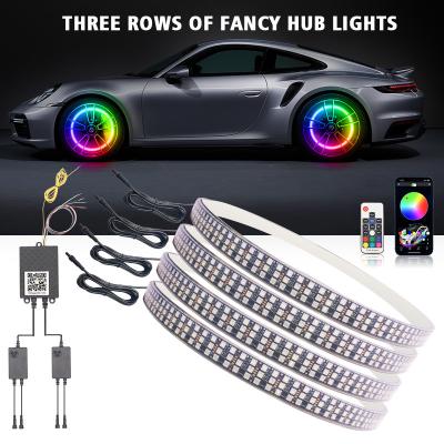 China RGB SMD 5050 LED Strip IP67 Waterproof LED Car Wheel Hub Color Light RGB Wheel LED Lights For Car Rims With App Control for sale