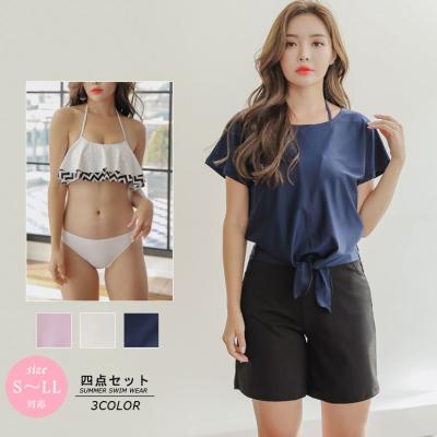 China High Quality Breathable Japanese Style Bikini Beach Girl Conservative Bikini Tie-front UV Swimming Wear for sale