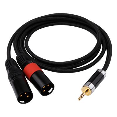 China The High Quality Stereo Male 3.5mm Jack DVD Player to Aux Audio Splitter. XLR 3pin Male Nylon Double Knit Cable 3.5 to XLR for sale