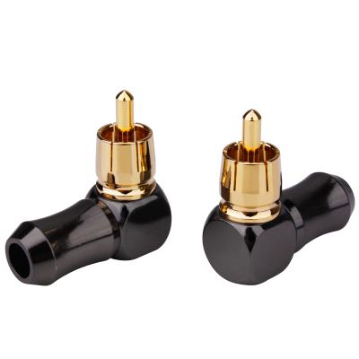 China audio & Solder Connector L Type RCA Video Plug Right Angle Gold Plated Audio Plug for sale