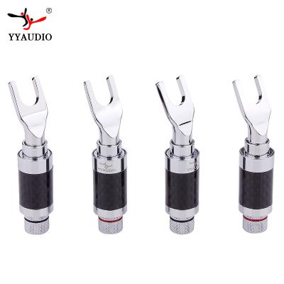 China audio & Red Male Visual Screwing Rhodanise Y Shape Copper Speaker Banana Plug Connector Audio And Video for sale