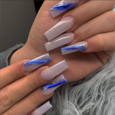 China Easy Apply Factory Direct Extra Long Bling Women Nails Custom Press On Nails Full Cover Long Lasting Artificial Nails for sale