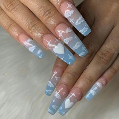 China Easy Apply New Arrival Nail Art Products Pretty Fashionable Artificial Small Long Nails Art Nails for sale