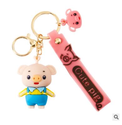 China L361 Piglet Cartoon PVC Spot 3D Spot Figure Doll Key Chain Plastic Cute Net Red Pendant Key Chain Bag for sale