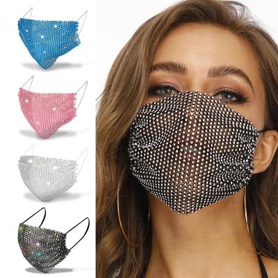 China z139Women PVC Fashion Face Mask With Elastic Rhinestone Christmas Reusable Washable Masks Face Bandana Face Decor Jewelry Party Gift for sale