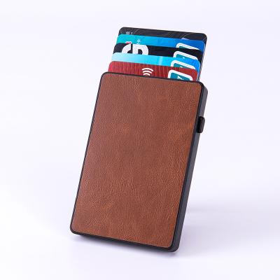 China Credit Card RFID Blocking Anti Theft Brush Card Box Wallet Credit Automatic Card Case for sale