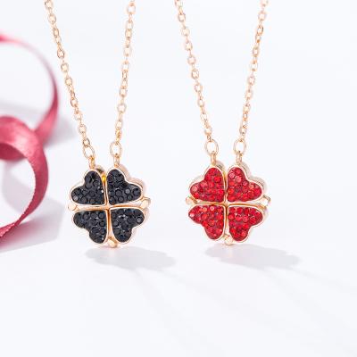 China 2021 Lucky Grass New Arrival Fashion Graceful Rotating Four Hearts Clover Pressure Release Pendant Necklace for sale