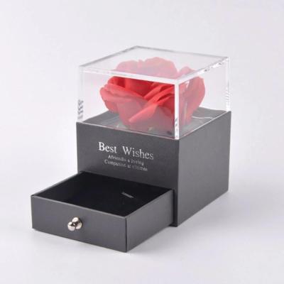 China Flower Artificial Rose Jewelry Boxes Flower Mother's Day Gift Ladies Jewelry Packaging Box Wedding Valentines Jewelry Box Packaging for sale