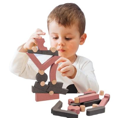 China DIY TOY Hot-selling 38pcs 2021 Large Irregular Wooden Building Construction Blocks DIY Toy Set Educational Balancing for sale