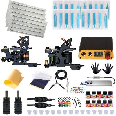 China Hot Sale Permanent Full Kit High Quality Tattoo Gun Set Included Professional 2 Tattoo Coil Machine Tattoo Coil Machine Kit for sale