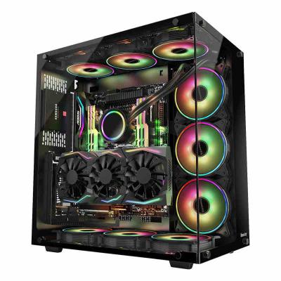 China Micro-ATX Cooling Micro-ATX Desktop PC Case RGB Light Gaming Computer PC Case Glass Case for sale