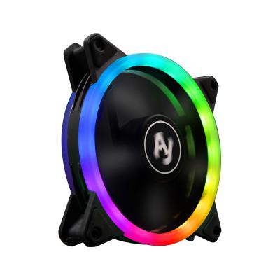 China Computer Case 120mm Fan RGB Adjust Dual Speed ​​LED Halo PC Computer Cooler Argb Case Fan Adjustable Ventilador for sale