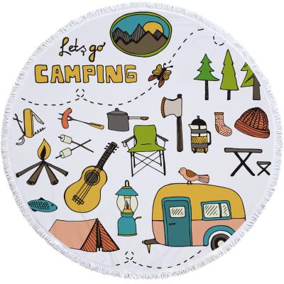 China Hot Selling Customized QUICK DRY Amazon Ebay Design Microfiber 150cm Printed Round Beach Towel Camp Mat for sale