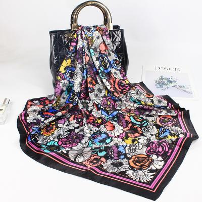 China Silk ready to ship 90*90cm cheap price printed light ladies large shawl wrap women square scarf for sale