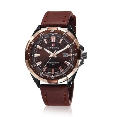 China Brand 9056 Automatic Top Men Date Quartz Naviforce Elegant Watch Leather Belt Relogies for sale