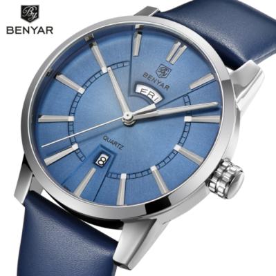 China Wholesale Fashion Classic Men's BENYAR 5101 Waterproof Explosive Watch High-end Genuine Leather Stain Watch for sale